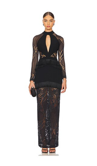 Knit Lace Maxi Dress in Black | Revolve Clothing (Global)