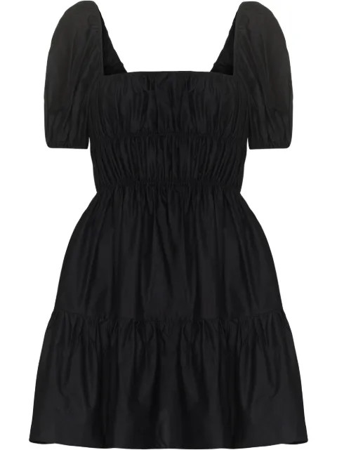 shirred puff-sleeve mini dress | Farfetch (UK)