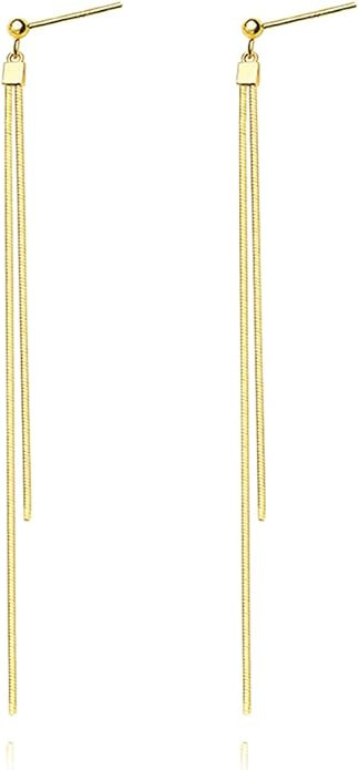 Reffeer Solid 925 Sterling Silver Tassel Chain Dangle Earrings for Women Teen Girls Long Dangle D... | Amazon (US)