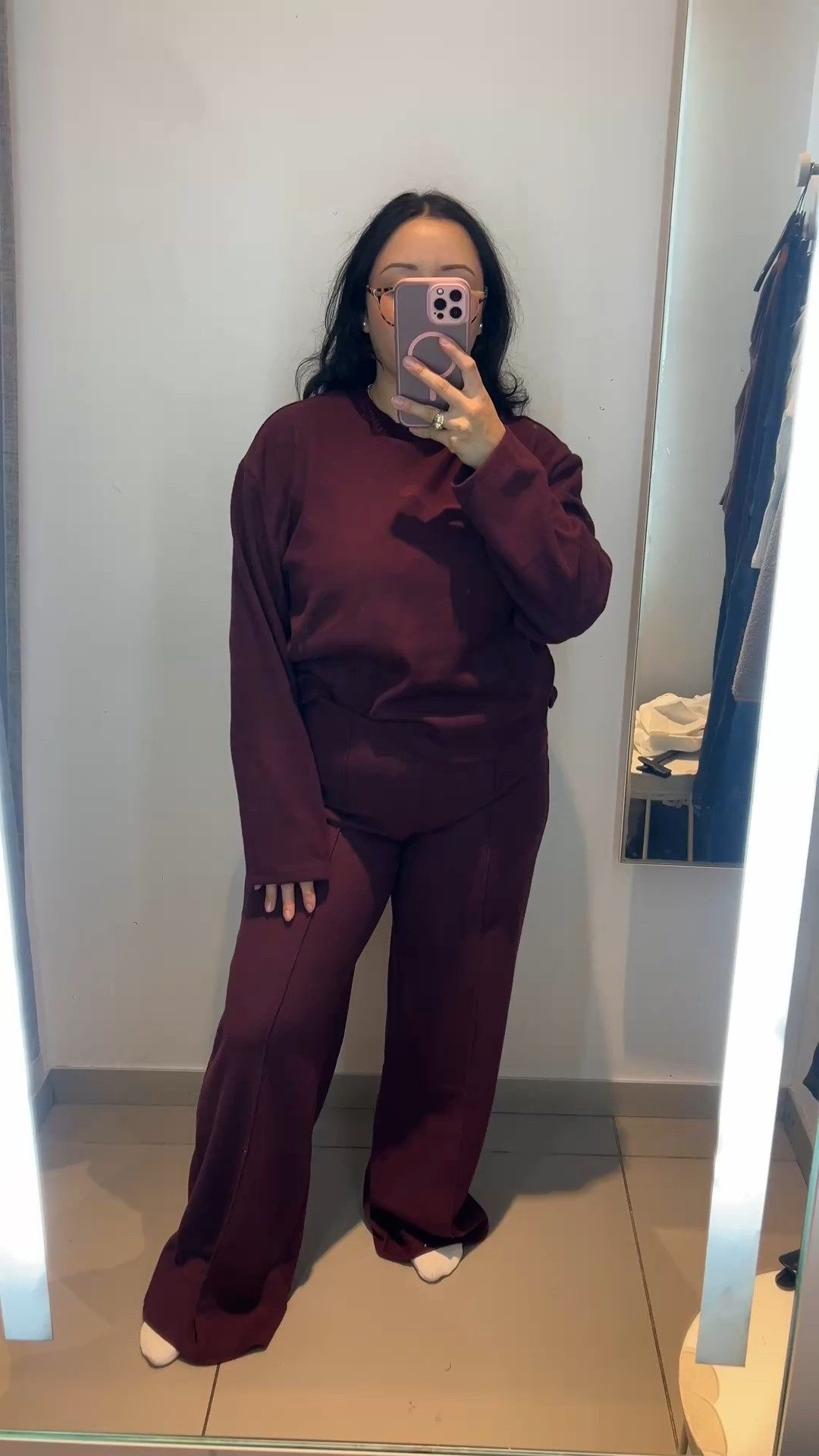 Matching long-sleeve cozy set for the cooler weather ❄️ Soft, comfy and perfect for lounging or running errands. Full set is 🔗 on my LTK so you can shop the look and stay warm all season! 

I am 4’11, 140lbs 
Size references:
Top: Small
Bottoms: Medium 

#LTKfall #LTKwinterstyle #LTKlounge #CozyOutfits

#LTKPetite #LTKootd #LTKmomlife
