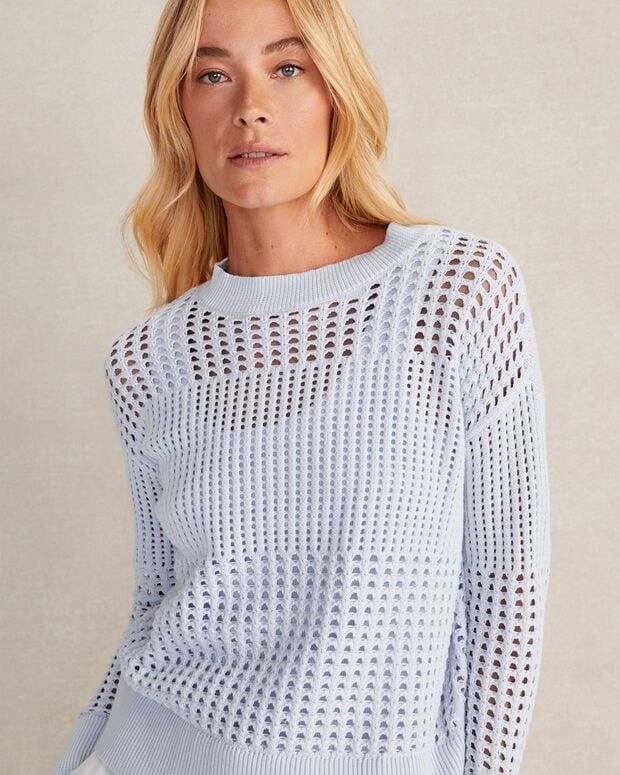 Organic Cotton Texture Block Sweater | Talbots