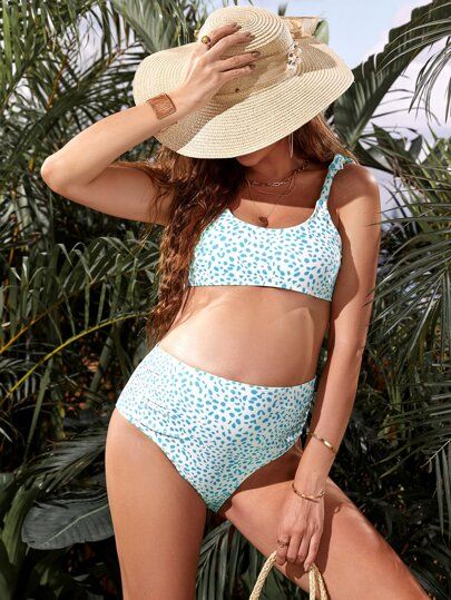 Maternity Dalmatian Print Bikini Swimsuit | SHEIN
