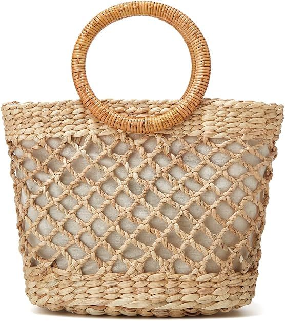 OWGSEE Straw Beach Bag, Small Straw Purse for Women Summer Woven