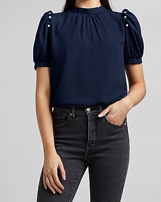 Pearl Puff Sleeve Top | Express