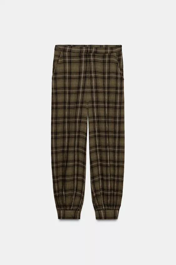 PANTALON BOUFFANT À CARREAUX | Zara FR