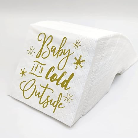 SharkBliss Winter Baby Shower Napkins, 100 Pack Baby It's Cold Outside Snowflake Christmas Cockta... | Amazon (US)