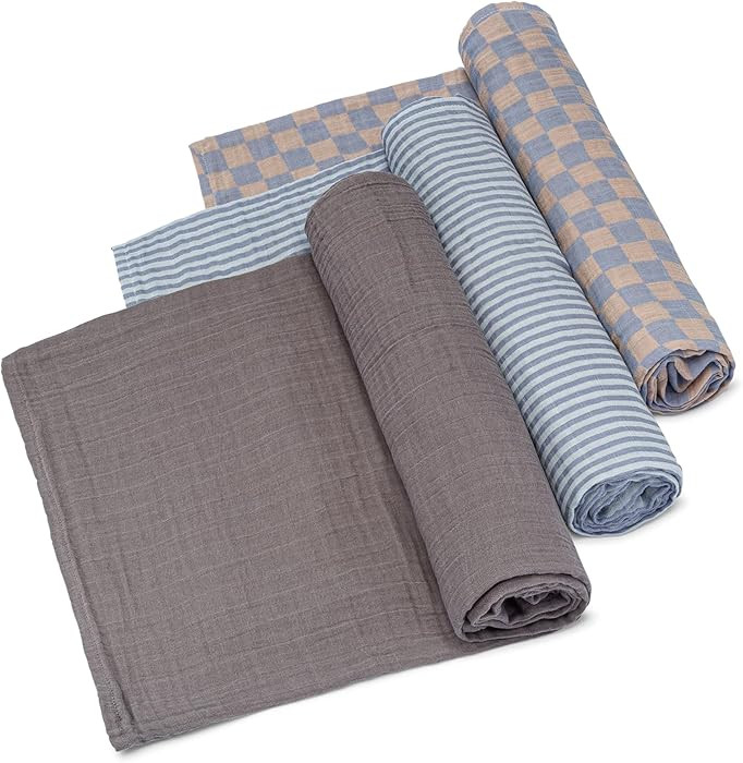Parker Baby Co. Swaddle Blankets - Pack of 3 of 100% Cotton Muslin Swaddle Blankets for Baby Boys... | Amazon (US)