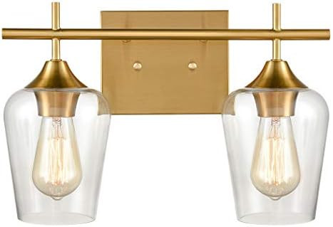 CLAXY 2-Light Modern Wall Sconce Bath Vanity Lighting Clear Glass Shade Wall Lights | Amazon (US)