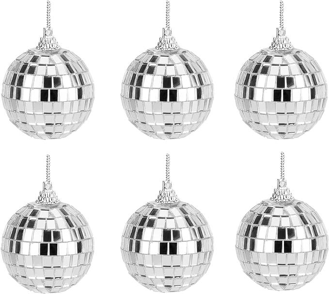 Mirror Disco Balls Set - Silver Disco Party Decoration Bright Reflective Mirror Christmas Balls E... | Amazon (US)
