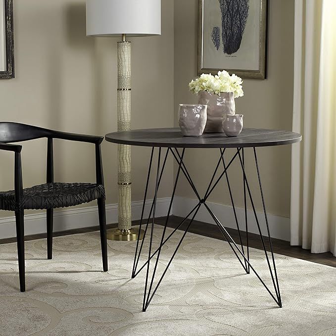 Safavieh Home Collection Marino Modern Dark Grey Round Hairpin Leg Dining Table | Amazon (US)