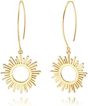 Geometric Drop Dangle Earrings Boho Statement Long Hoops 18k Gold Plated Lightweight Earrings for... | Amazon (US)