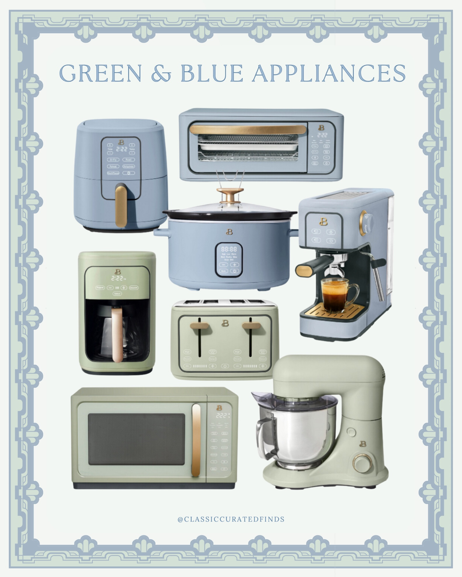 The prettiest kitchen appliances available in Cornflower Blue & Sage!!!🤩🩵💚

Grandmillennial, Kitchen, Drew Barrymore, Coffee Maker, Air Fryer, Crockpot, Toaster

#LTKhome
