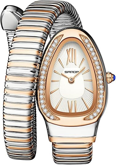Gosasa Stylish Women's Snake Shape Bangle Watch Unique Design Snake Coil Elegant Dress Diamond Br... | Amazon (US)