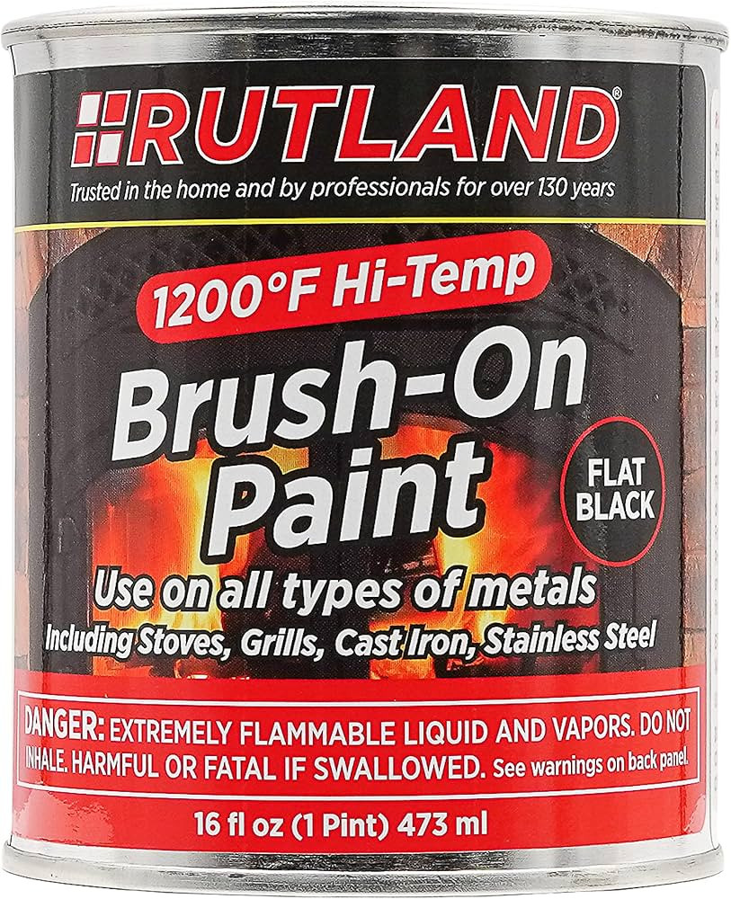 Rutland Products, Black Rutland 1200-Degree F Brush-On Flat Stove Paint, 16 Fluid Ounce, Fl Oz (P... | Amazon (US)