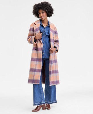 Trendy Plus Size Plaid Double-Breasted Coat, Macy's Exclusive | Macy's