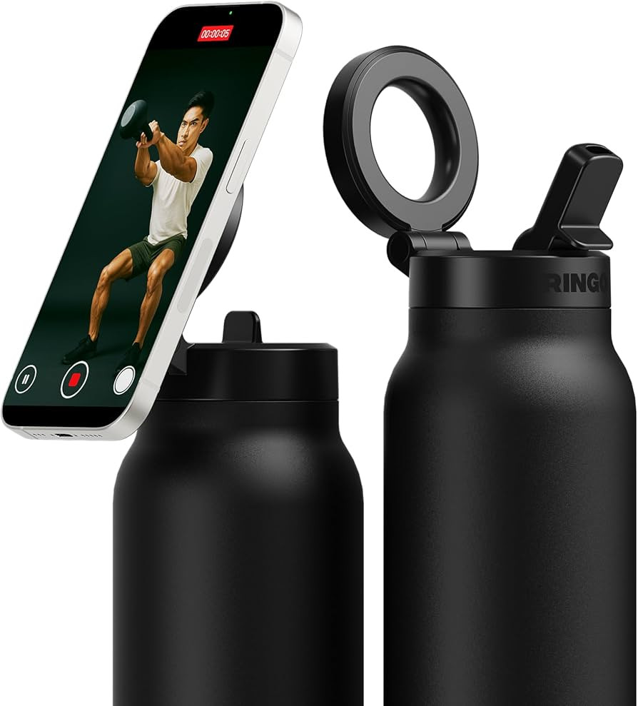 Ringo PRO Water Bottle with Magnetic Phone Mount & Sip Straw Lid - Insulated Stainless Steel Bott... | Amazon (US)