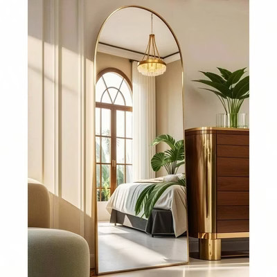 58 Inch Arched Full Length Mirror Gold Floor Mirror with Stand Freestanding Wall Mounted Bedroom Dressing Room Mirror initial standard | Target