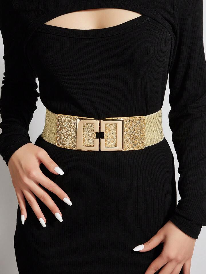 2pcs/Set Square Buckle Elastic Waist Belt, Suitable For All Kinds Of Coats And Skirts All Year Ro... | SHEIN