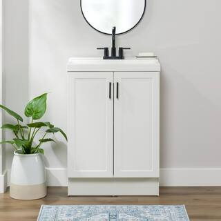 Glacier Bay Penlee 25 in. Single Sink White Bath Vanity with White Cultured Marble Top (Assembled... | The Home Depot