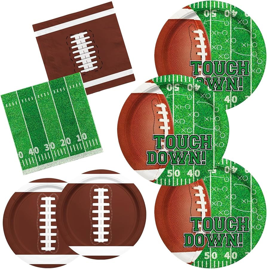Football Party Supplies Kit Serve 50,Includes Touchdown Dinner Plates, Dessert Plates and Napkins... | Amazon (US)