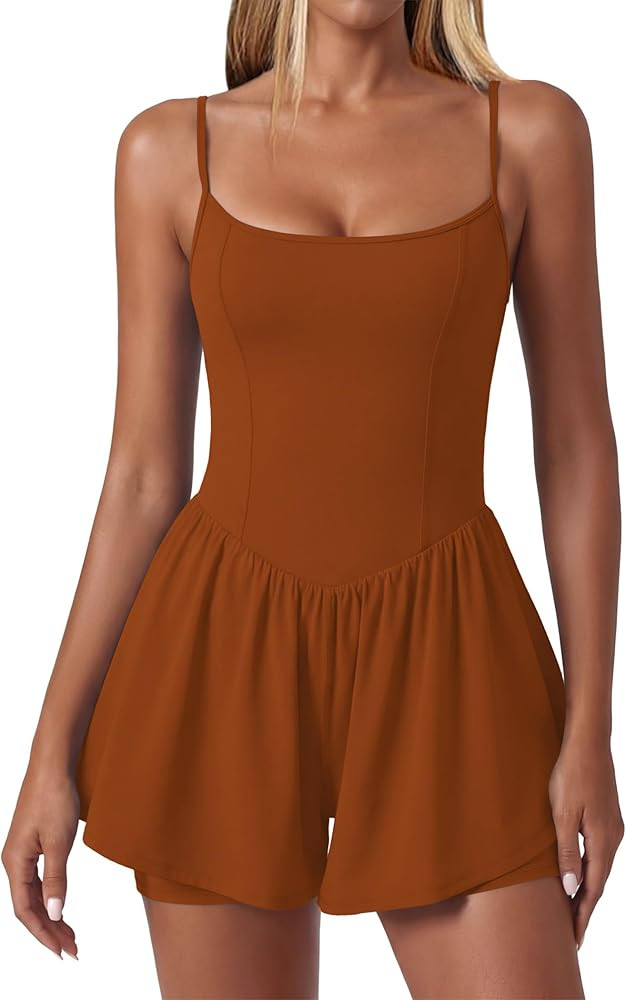 Ekouaer Womens Summer Sleeveless Workout Rompers Athletic Jumpsuit Double Lined Shorts One Piece ... | Amazon (US)