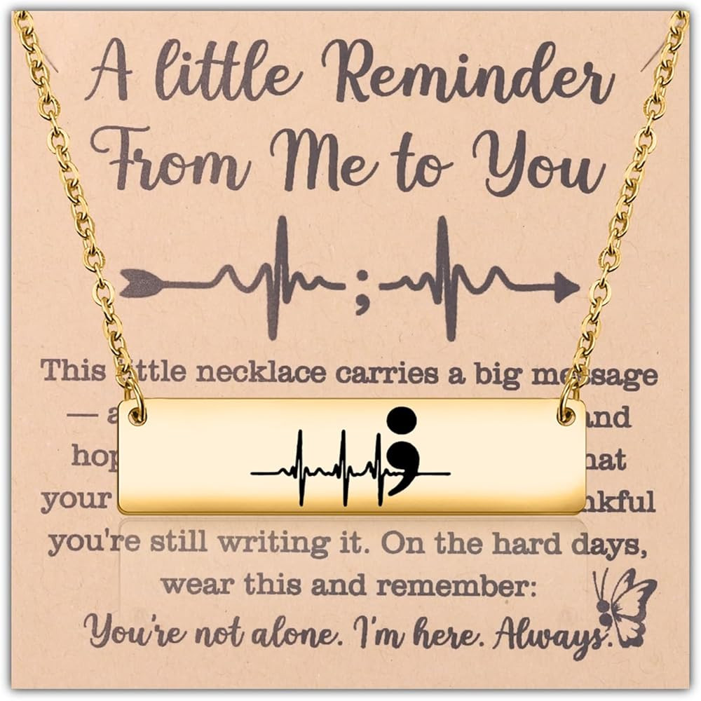 UJIMS Suicide Awareness Depression Gifts Semicolon Necklace Mental Health Gift for Women Depressi... | Amazon (US)