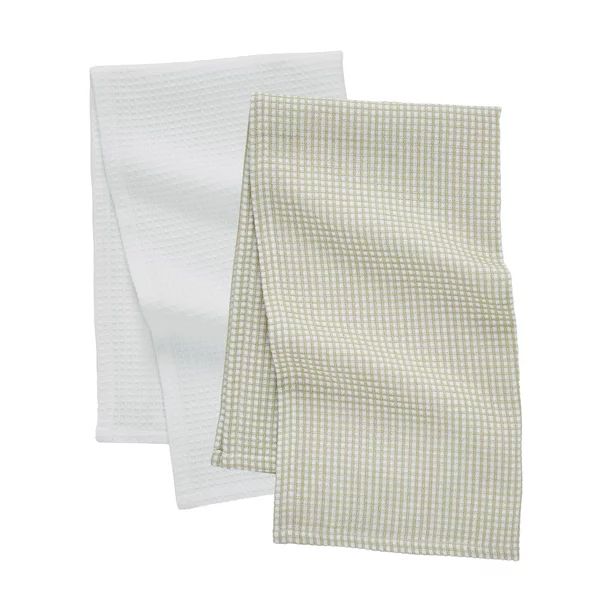 My Texas House Stripe Waffle 16" x 28" Cotton Kitchen Towels, 2 Pieces, White | Walmart (US)