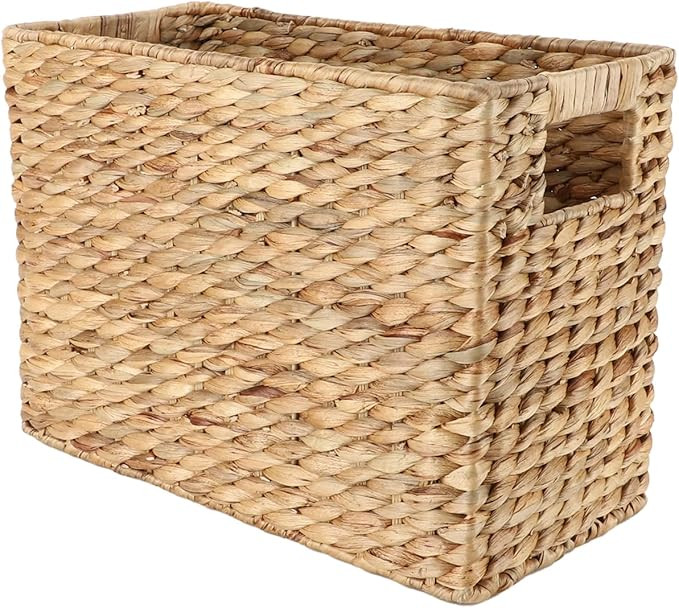 Natural Water Hyacinth Storage Basket with Built-in Handles Stair Basket Magazine Basket Large Wi... | Amazon (US)