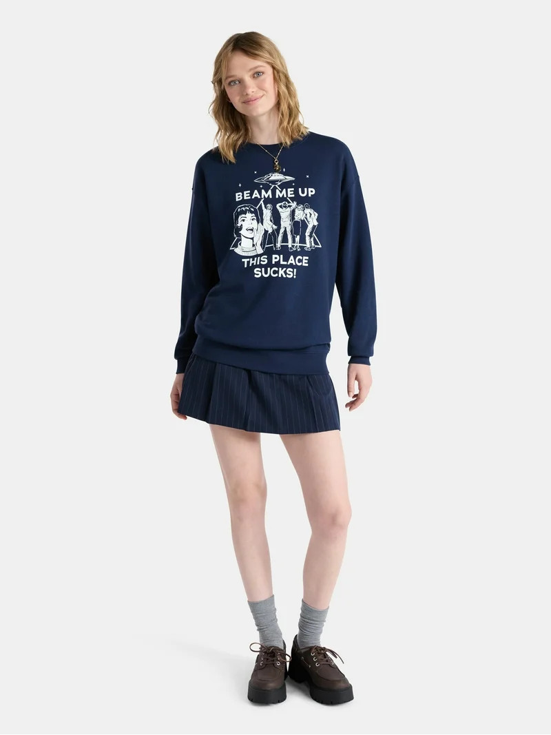 Netflix Stranger Things Oversized Fleece Sweatshirt from No Boundaries, Women’s Plus | Walmart (US)