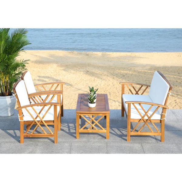 Studer Solid Wood 4 - Person Seating Group with Cushions | Wayfair North America