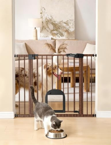 Babelio Dog Gate with Adjustable Cat Door, CatPrivilege III, 29-43" | Amazon (US)