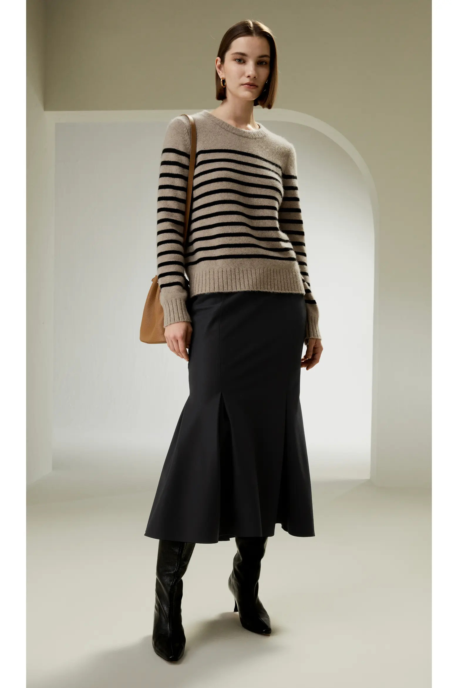 Women's Striped Round Collar Cashmere Sweater (Women) | Nordstrom | Nordstrom