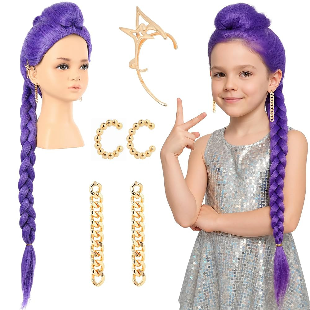 33 Inches Long Purple Braid Anime Costume Wig – High Temperature Heat Resistant Silk Fiber – ... | Amazon (US)