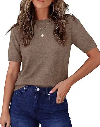 RUMIA Short Sleeve Sweaters for Women Summer Lightweight Loose Business Casual Tops (XS-XXL) | Amazon (US)