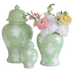 Block Print Ginger Jars in Green for Lo Home x Lemon Stripes | Lo Home by Lauren Haskell Designs