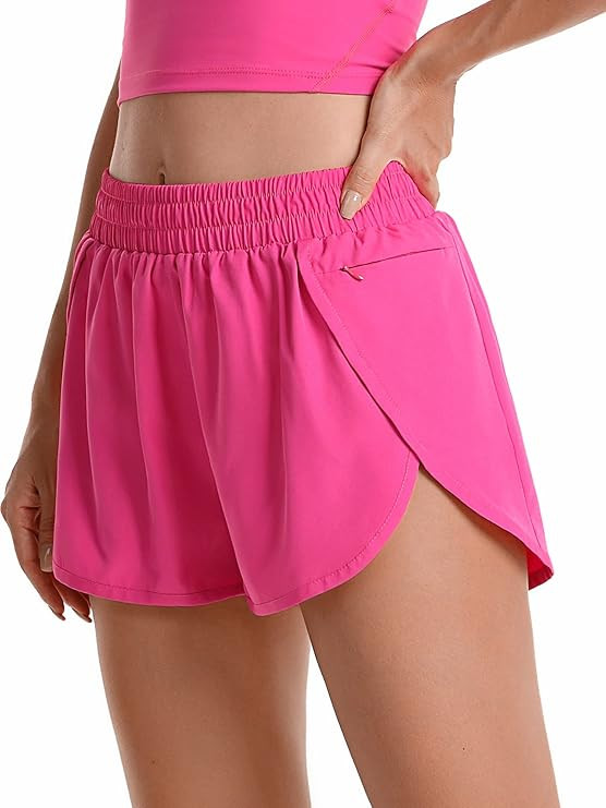 Sunzel Women Running Shorts with Liner Workout Athletic Shorts with Zipper Pocket Elastic Waist Q... | Amazon (US)