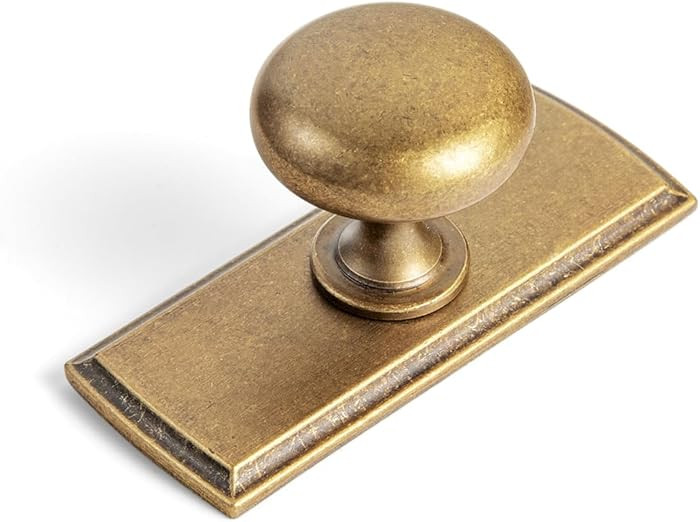 Goo-Ki Antique Brass Zinc Alloy Cabinet Knob with Backplate - Single Hole Center Cabinet Pull Har... | Amazon (US)