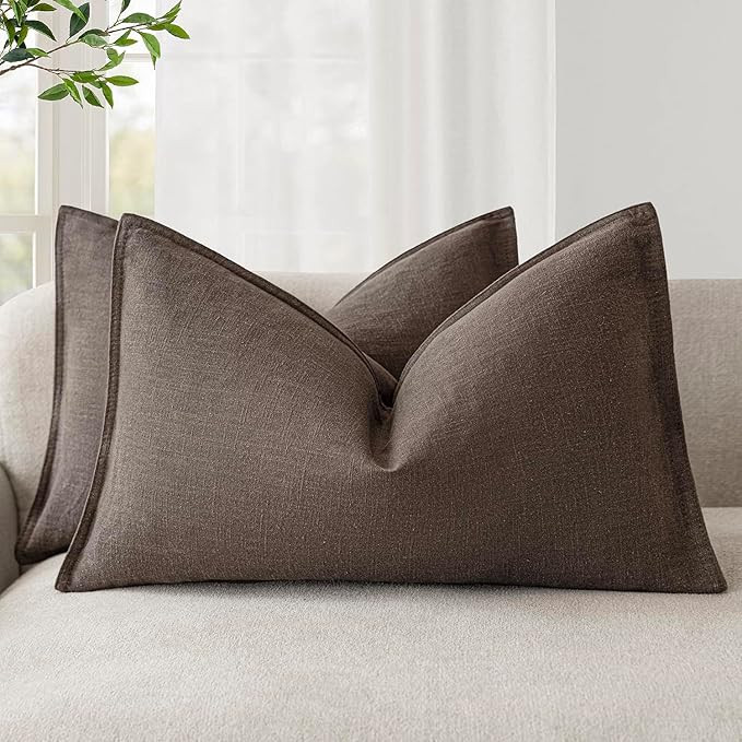 Foindtower Pack of 2, Decorative Linen Soild Throw Pillow Covers Soft Accent Cushion Case Boho Fa... | Amazon (US)