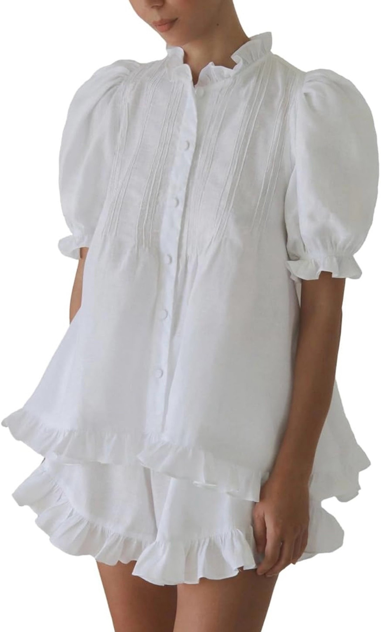 White dress perfection 🤍✨ This feminine mini dress features dreamy puff sleeves, delicate ruffle details, and the prettiest flowy silhouette. Lightweight, elegant, and perfect for brunch dates, vacations, bridal events, or summer days when you want to feel effortlessly chic ☁️💕

#LTKSeasonal #LTKdayinmylife #LTKootd