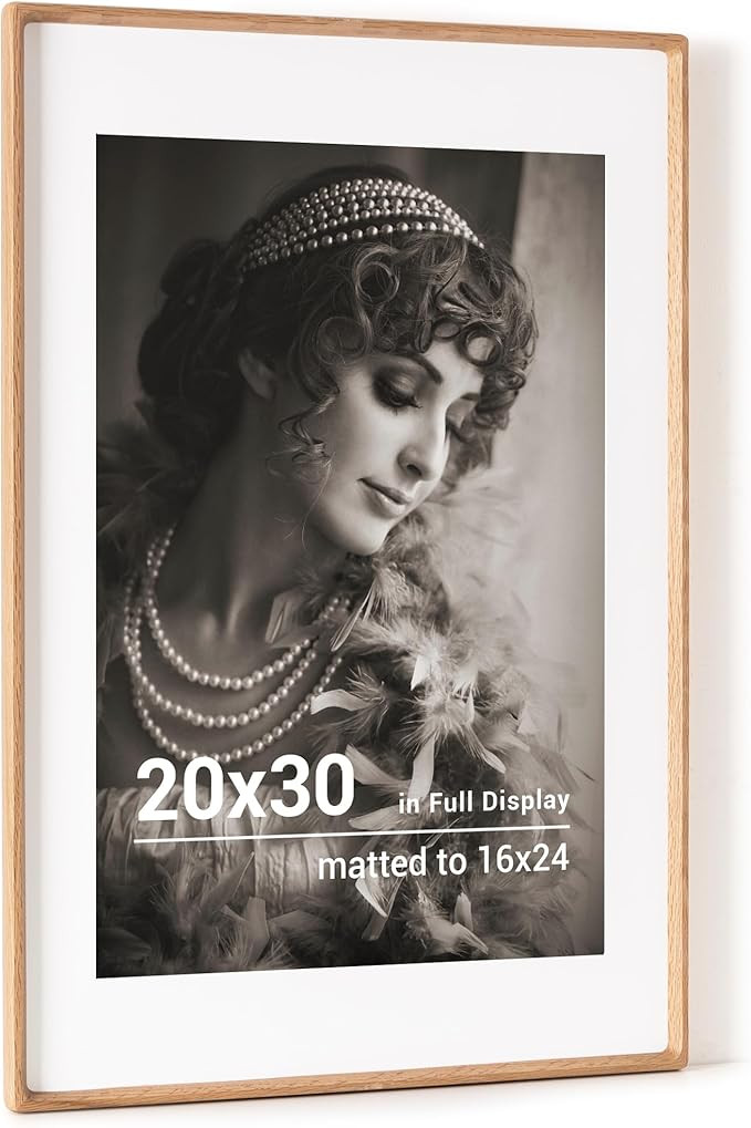 20x30 Poster Frame, USA-Sourced Oak Wood Picture Frame with HD Tempered Glass, Handcrafted Rounde... | Amazon (US)