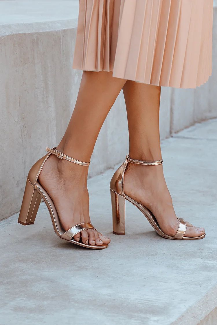Taylor Rose Gold Ankle Strap Heels | Lulus (US)