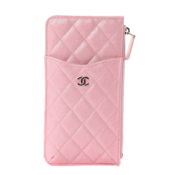 CHANEL Iridescent Caviar Quilted Classic iPhone Pouch Rose Pink | Fashionphile