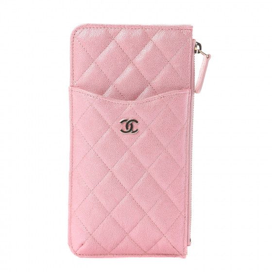 CHANEL Iridescent Caviar Quilted Classic iPhone Pouch Rose Pink | Fashionphile