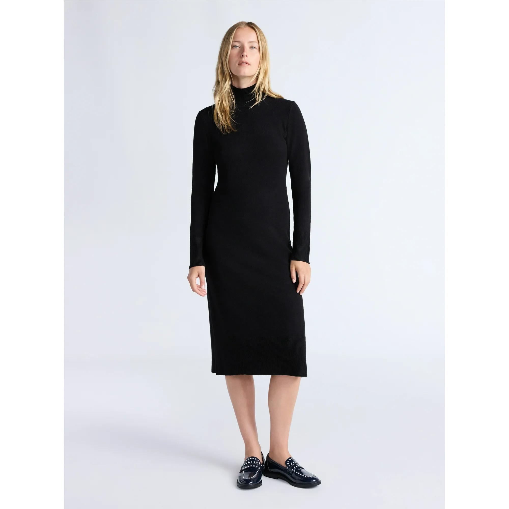 Free Assembly Women's Turtleneck Sweater Midi Dress with Long Sleeves, Sizes XS-XXL | Walmart (US)