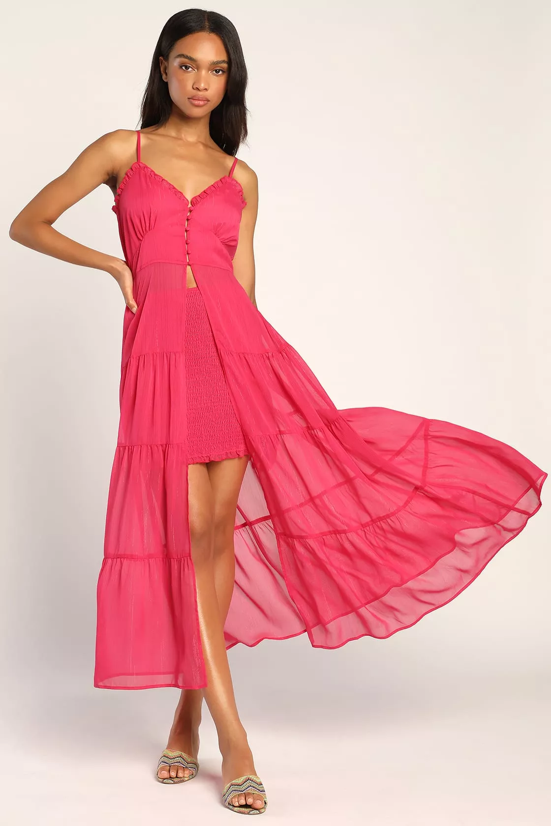 Confident Charm Pink Floral Bustier Tie-Strap Midi Dress