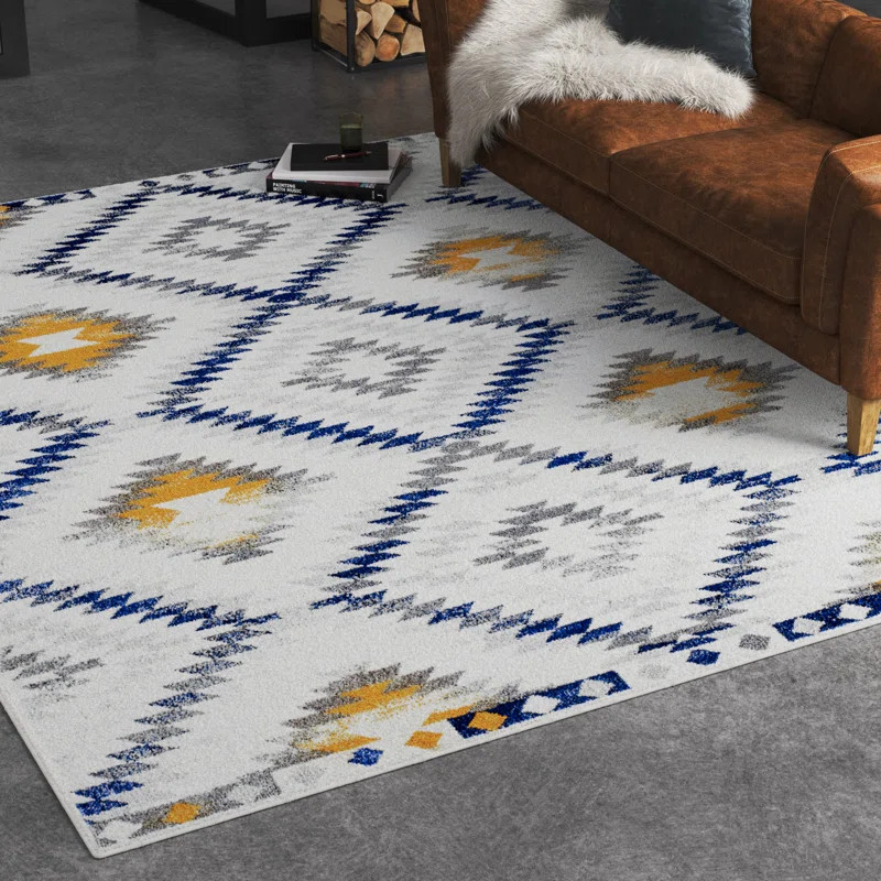 Belfast Geometric Area Rug in Ivory | Wayfair North America