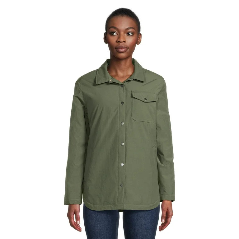 Time and Tru Women's Snap Front Shacket, Sizes XS-3X - Walmart.com | Walmart (US)