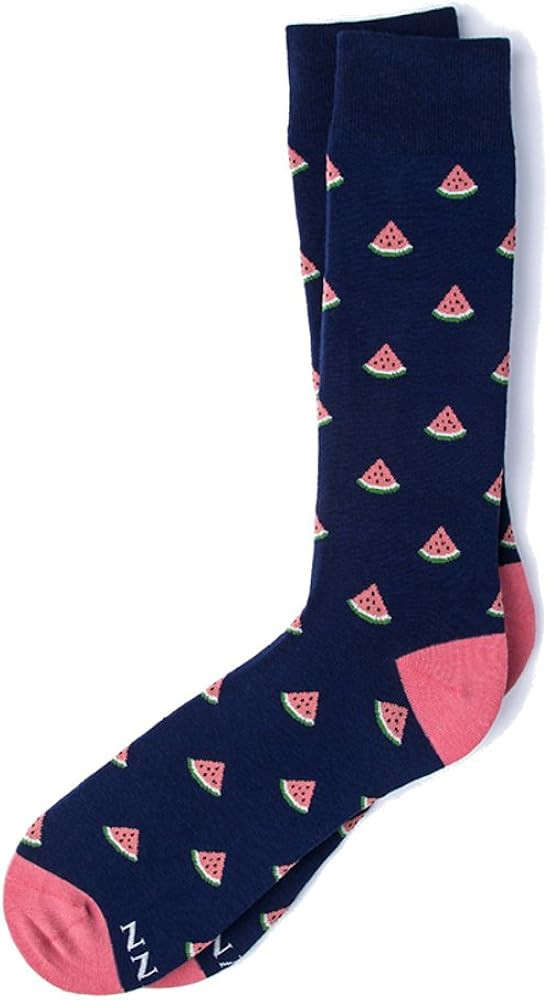 Men's Hipster Pink Watermelon One in a Melon Novelty Crew Dress Socks | Amazon (US)