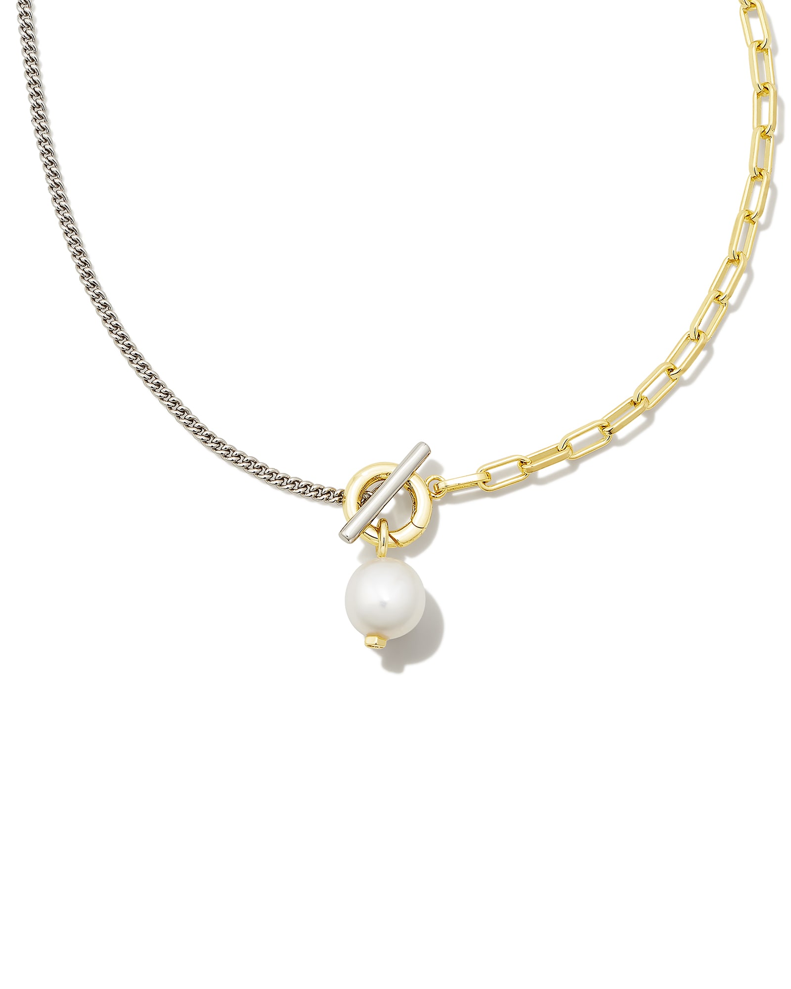 Leighton Convertible Mixed Metal Pearl Chain Necklace in White Pearl | Kendra Scott