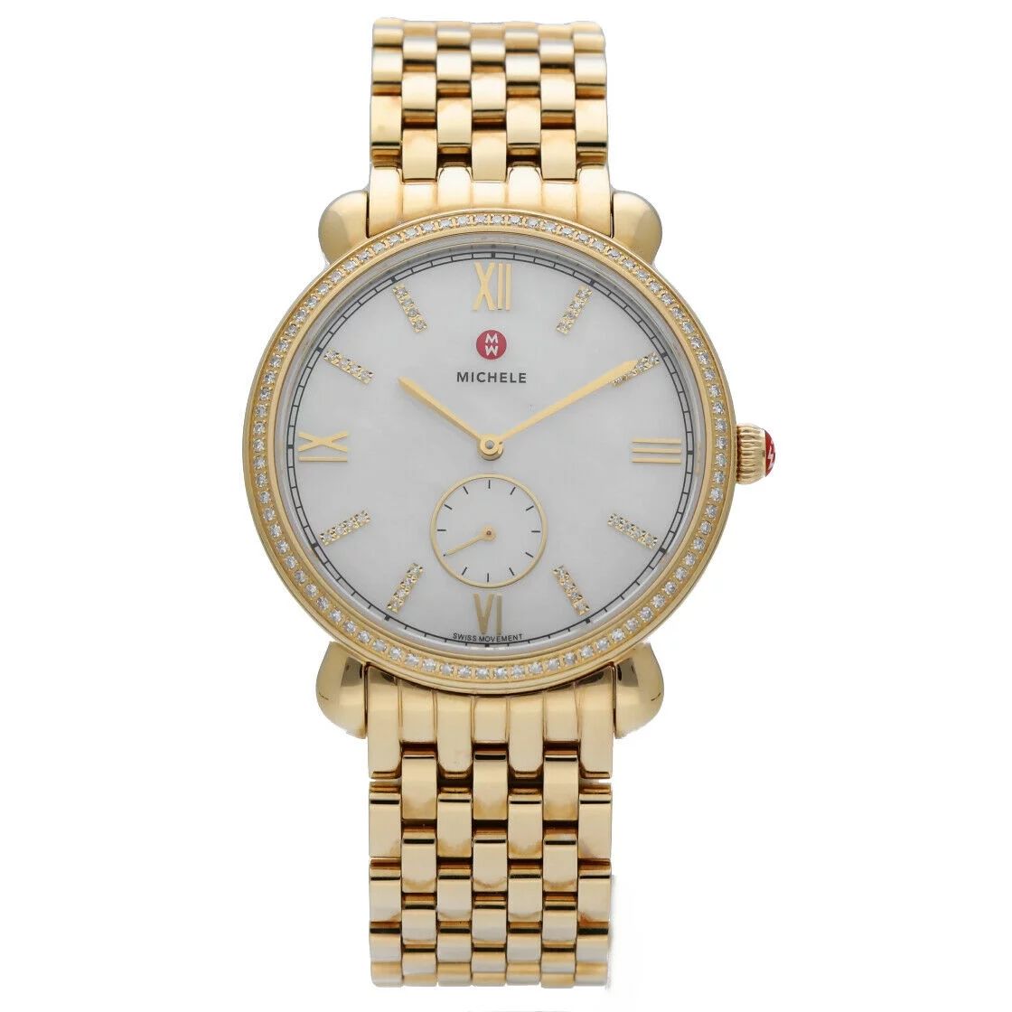 Michele MW26A01B0046 Gracile Diamond Bezel Gold Tone Steel Women&#039;s Watch - Walmart.com | Walmart (US)